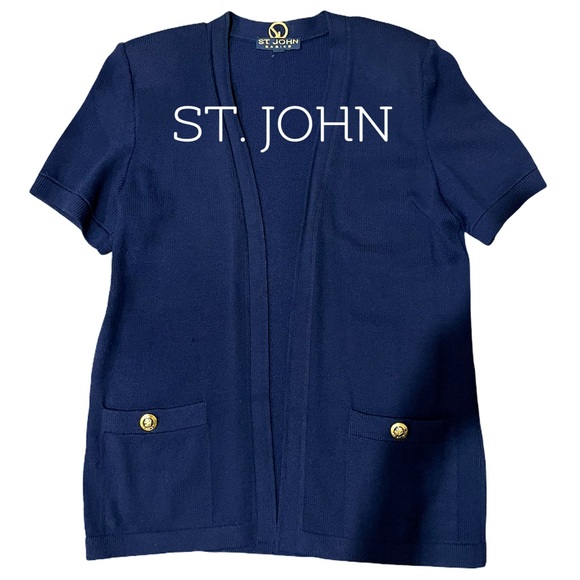 St. John Short Sleeve Cardigan/pullover worn open